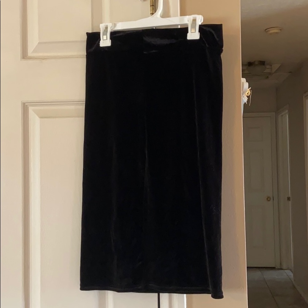 Black velvet pencil skirt